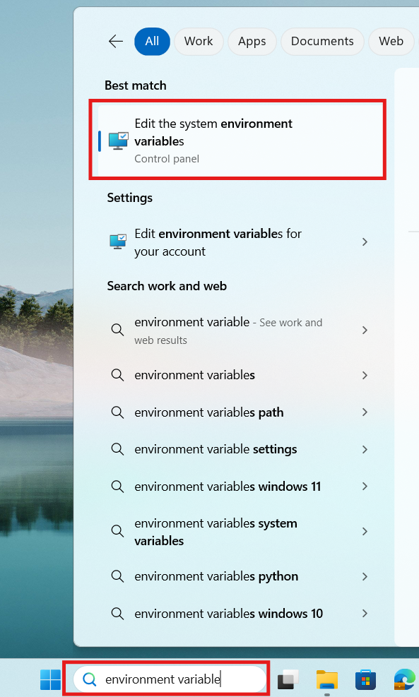 search for env var win
